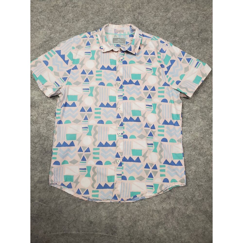 MTL Made To Live NYC Men's Slim Fit M Button Up Multi Color Abstract Print Shirt